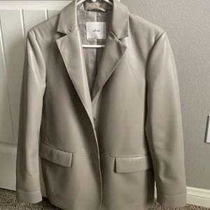 Faux leather blazer from Aritzia. Runs big